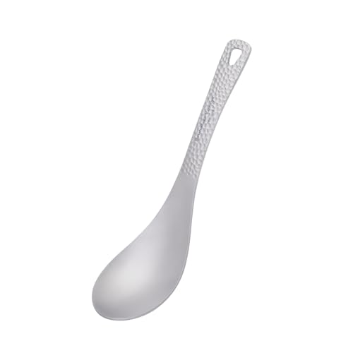 iBasingo Camping Besteck Titan Löffel Suppen Reislöffel mit Großer Schüssel Leichtes Kochen Utensilien Outdoor Reisen Geschirr 14cm Ti1027T 1PC von iBasingo