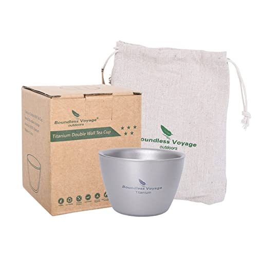 iBasingo 40ml Kleine Doppelwandige Titan Teetasse Leichte Espressotasse Mini Wine Sake Tasse Wiederverwendbares Outdoor Camping Reise Langlebiges Trinkgeschirr Tragbares Geschirr 1 Stück Ti3089D von iBasingo