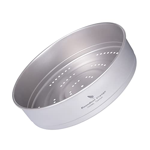 iBasingo Titan Dampffächer 2L Dämpfeinsatz Outdoor Camping Kochgeschirr Leichtes Picknick Wandern Dampfgarer-Schalen Tragbare Reise Haushalt Gemüsefiltersieb Kochen Kit Dampfgarerschalen Ti2113C von iBasingo