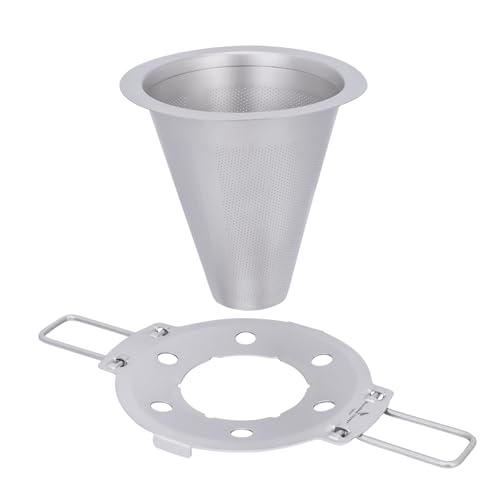 iBasingo Titan Kaffeefilter Wiederwendbarer Pour Over Filter mit faltbarem Halter Papierlos, für Zuhause, Reisen & Camping (Ti6004P Filter mit Halterung) von iBasingo