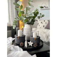 Windlicht/Kerzenglas Mit Umhäkelten Körbchen Inkl. Glas von iChDesignSShop