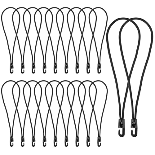 iCovalescent 20 Stück Spanngummi mit Haken, Multifunktional Planenspanner Gummispanner mit Haken für Camping Planen, Anhängerplane, Poolabdeckung (Schwarz, 26cm) von iCovalescent