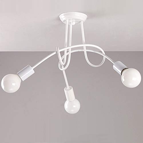 iDEGU Deckenleuchte, Industriell, Retro, Metall, Kronleuchter, E27, moderne Lampe, Pendelleuchte für Wohnzimmer, Schlafzimmer, Esszimmer (weiß, 3 Lampen) ohne Leuchtmittel von iDEGU