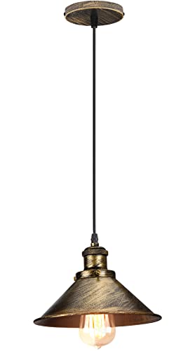 iDEGU Industrie Pendelleuchte Design Edison Retro Hängelampe aus Metall Vintage Deckenleuchte E27 Hängeleuchte für Esszimmer Küche Wohnzimmer (Bronze, 1 Stück) von iDEGU