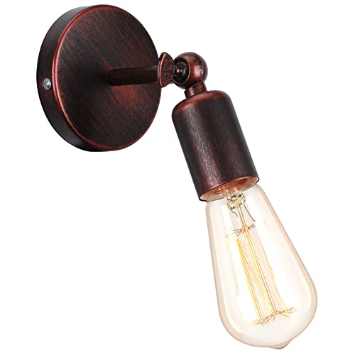 iDEGU Industrie Wandleuchte E27 Wandlampe Innen Vintage Lampenschirm aus Metall 180 ° Einstellbare Metall Wandbeleuchtung für Schlafzimmer Badezimmer Flur Wohnzimmer, Kupfer Rost von iDEGU