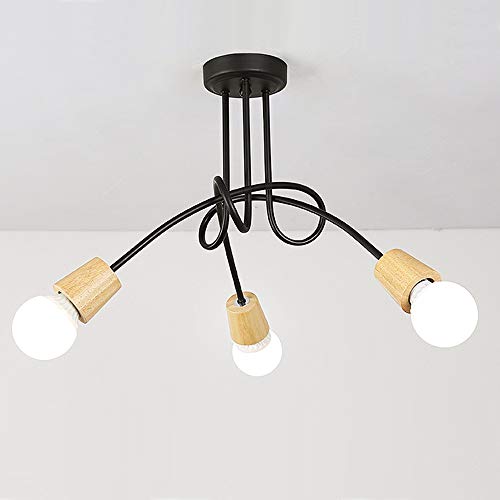 iDEGU Industrielle Retro-Deckenleuchte aus Metall Kronleuchter Lampenschirm E27 Moderne Pendelleuchte für Wohnzimmer Schlafzimmer Esszimmer (Bisa + Schwarz, 3 Lampen) ohne Leuchtmittel von iDEGU