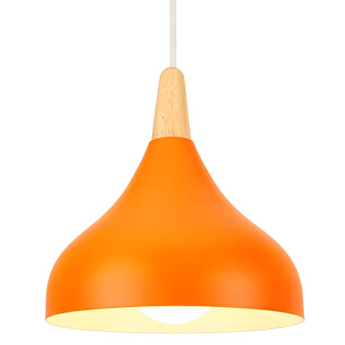 iDEGU Kronleuchter, Hängeleuchte, Retro, modern, Tropfen-Stil, Hut, Deckenleuchte, E27, Metall, Hängeleuchte, für Schlafzimmer, Esszimmer, Küche, Ø 20 cm (Orange, 1 Pack) von iDEGU