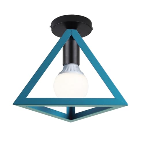 iDEGU Retro Deckenleuchte im Geometrischen Design Moderne Deckenlampe mit Dreieck Lampenschirm Vintage Lampe E27 Deckenleuchte für Schlafzimmer Wohnzimmer Flur Küche Café Restaurant, 16 cm, Blau von iDEGU