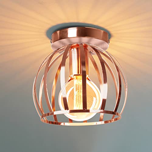 iDEGU Vintage Deckenleuchte Industrielle Deckenlampe Ø20 cm Geometrisches Käfig Design Lampenschirm Retro Deckenleuchte E27 Beleuchtung für Schlafzimmer Küche Wohnzimmer, Roségold iDEGU Vintage Deckenleuchte Industrielle Deckenlampe Ø20 cm Geometrisches Käfig Design Lampenschirm Retro Deckenleuchte E27 Beleuchtung für Schlafzimmer Küche Wohnzimmer, Roségold von iDEGU