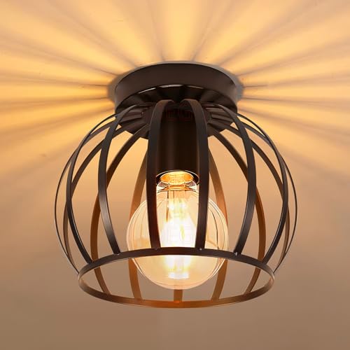 iDEGU Vintage Deckenleuchte Industrielle Deckenlampe Ø20 cm Geometrisches Käfig Design Lampenschirm Retro Deckenleuchte E27 Beleuchtung für Schlafzimmer Küche Wohnzimmer, Schwarz iDEGU Vintage Deckenleuchte Industrielle Deckenlampe Ø20 cm Geometrisches Käfig Design Lampenschirm Retro Deckenleuchte E27 Beleuchtung für Schlafzimmer Küche Wohnzimmer, Schwarz von iDEGU