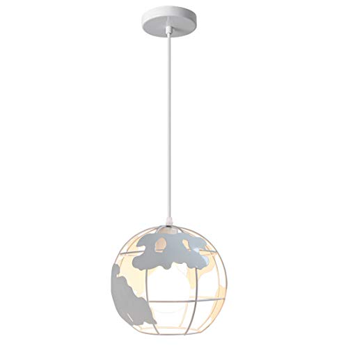 iDEGU Vintage Pendelleuchte, Ø 20 cm Hängelampe Moderne Kreatives Globus Design Metall Lampenschirm E27 Licht für Schlafzimmer Esszimmer Wohnzimmer, Weiß von iDEGU