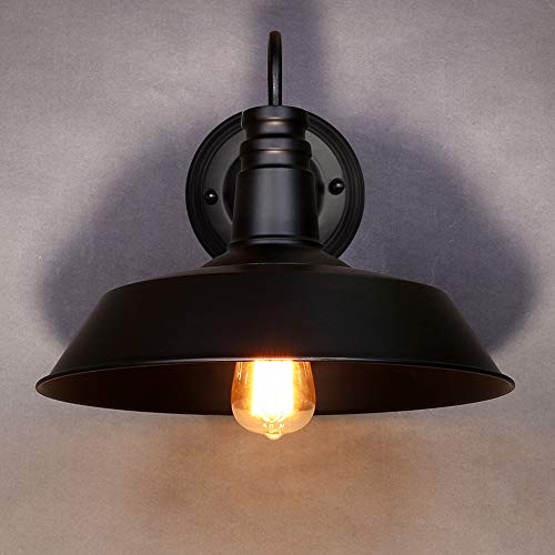 iDEGU Vintage-Wandleuchte, 26 cm, industrielle Wandleuchte, für den Innenbereich, E27 Edison-Wandlampe, Retro-Wandlampe für Dachboden, Schlafzimmer, Küche, Büro, Schwarz von iDEGU