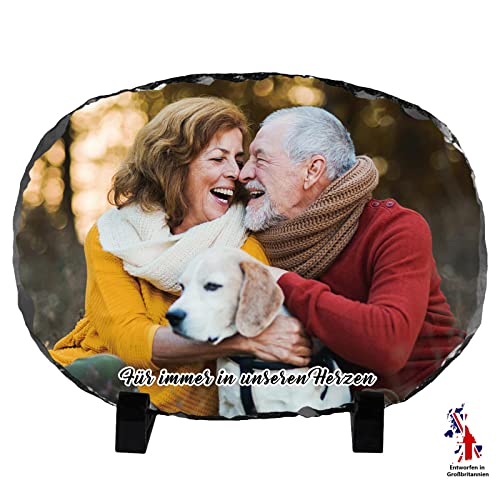 iDIY Personalisierte Schieferplatte - Schiefer mit Foto, Gedenkstein Trauergeschenk Beileidsgeschenk Sympathie Denkmal Erinnerungsgeschenke für Verlust des Vaters, Mutter 20x15cm von iDIY