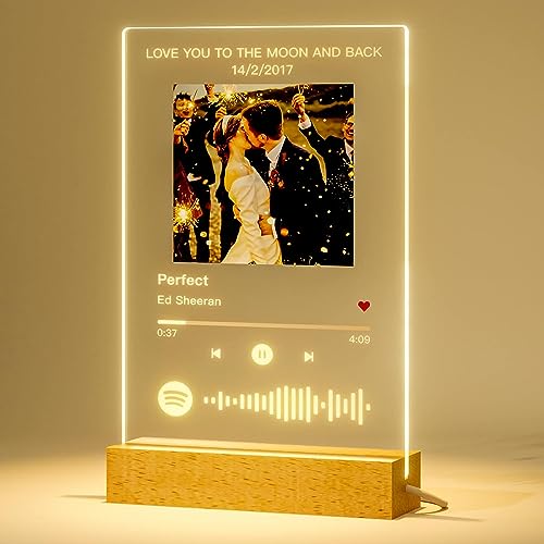 iDIY Spotify Glas Personalisiert mit Ständer - Song Cover Glas Bild mit Foto aus Acrylglas, 22x15cm, Personalisierte Geschenke, Fotogeschenke von iDIY