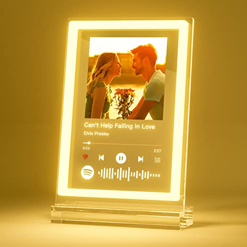 iDIY Spotify Glas Personalisierte Geschenke mit Neon - Song Cover Glas Bild mit Foto LED - Weihnachtsgeschenke, Jahrestag, Valentinstagsgeschenk, Acrylglas, 22x15cm von iDIY