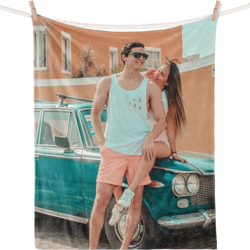 iDIY Personalisierte Decke mit Foto -Personalisierte Kuscheldecke Personalisierte Geschenke für Frauen Herren Sie Ihn Geschenke für Valentinstag Vatertag/Muttertag Weihnachtstag(1 Foto) von iDIY