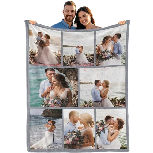 iDIY Personalisierte Decke mit Foto und Text – Fotodecke Selbst Gestalten – Personalisierte Geschenke für Familie, Paare, Muttertag und Vatertag - Foto Geschenk - 8 Fotos von iDIY