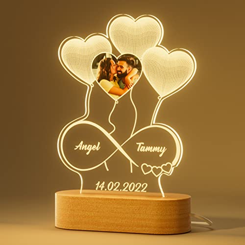 iDIY Personalisierte Fotolampe mit 2 Namen, Acryl Personalisierte Herz Nachtlicht mit Datum, Schlafzimmer Zimmer Glas dekorative Zeichen Plaque für Valentinstag Jahrestag Muttertag Hochzeit iDIY Personalisierte Fotolampe mit 2 Namen, Acryl Personalisierte Herz Nachtlicht mit Datum, Schlafzimmer Zimmer Glas dekorative Zeichen Plaque für Valentinstag Jahrestag Muttertag Hochzeit von iDIY