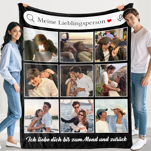 iDIY Geschenke für Frauen,Paar Geschenke - Personalisierte Kuscheldecke mit Foto, Personalisierte Geschenke für Brautpaar, Männer,Familie, Paare, Muttertag und Vatertag - 9 Foto von iDIY