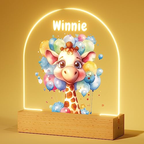 iDIY Personalisiertes Nachtlicht Baby - Nachttischlampe mit Namen, Geschenk zur Geburt Junge, Taufgeschenke für Mädchen, Personalisierte Geschenke Kinder - Giraffe von iDIY