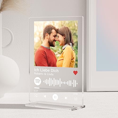 iDIY Spotify Glas personalisiert mit Foto - Song cover glas Bild mit Foto aus Acryl Fotogeschenke Weihnachtsgeschenke Valentinstagsgeschenke für Freund und Freundin(8x10in) von iDIY