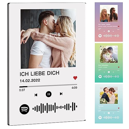 iDIY Spotify glas personalisiert mit Foto LED - 11 Farbe Song cover glas Bild mit Foto aus Acryl Fotogeschenke für Frauen Männer zum Jahrestag, Geburtstag, Valentinstag von iDIY