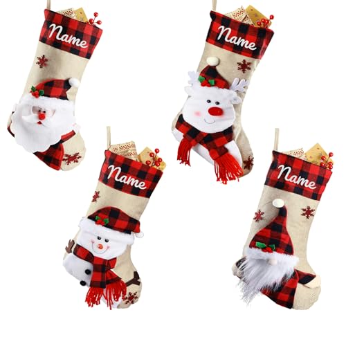 iDIY Weihnachtsstrumpf Personalisiert - 4 Stück, 3D Weihnachtsmann Rentier Gnom Schneemann Nikolausstrumpf mit Namen Kinder iDIY Weihnachtsstrumpf Personalisiert - 4 Stück, 3D Weihnachtsmann Rentier Gnom Schneemann Nikolausstrumpf mit Namen Kinder von iDIY