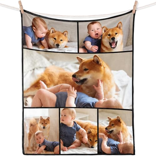 iDIY personalisierte Decke mit Foto - personalisierte Geschenke Decke mit Foto kuscheldecke Baby fotogeschenke personalisiert, Geschenke für Babys, Haustiere - 6 Fotos 70x80in von iDIY