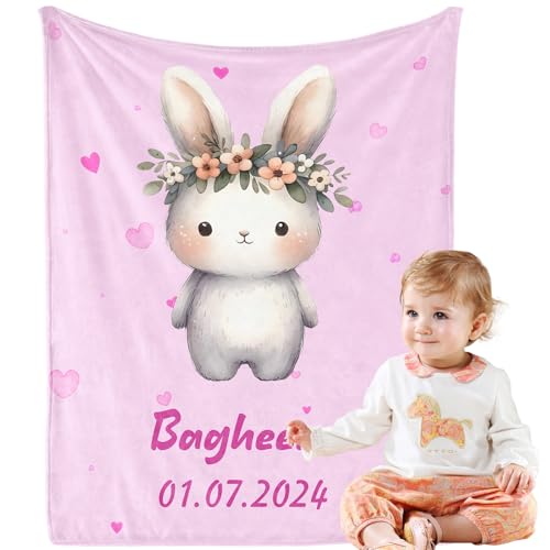 iDIY personalisierte Geschenke Baby babydecke mit Namen - babydecke personalisiert kuscheldecke Kinder neugeborenen Geschenk, personalisierte Geschenke für Baby Junge und mädchen Name rosa von iDIY
