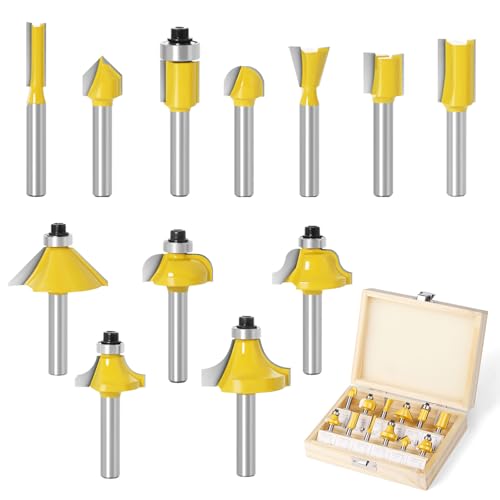 iDMRURvm 12tgl Fräsersatz Set für Holzbearbeitung 6mm Nutfräser Profilfräser für Oberfräse Holzfräser Fräser Bit Set mit Schraubenschlüssel iDMRURvm 12tgl Fräsersatz Set für Holzbearbeitung 6mm Nutfräser Profilfräser für Oberfräse Holzfräser Fräser Bit Set mit Schraubenschlüssel von iDMRURvm