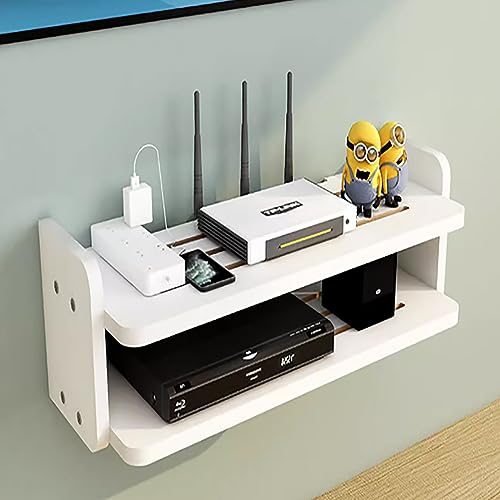 iDMRURvm WiFi Router Aufbewahrungsbox Schwebende Regale Wandmontage Wandhalterung Kabel Organizer Wandbehänge TV Kabel Management Lagerregal für Wanddekoration 40cm (White) von iDMRURvm