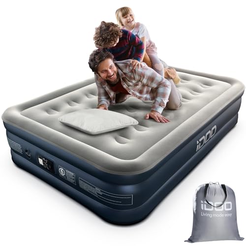 iDOO Doppel Luftmatratze, Luftbett Selbstaufblasend mit Integrierter Elektrischer Pumpe,Schnelles Aufblasen/Luftablassen in 3 mins aufblasbare matratze,tragbar für Heimgebrauch Camping 137x193x46cm von iDOO