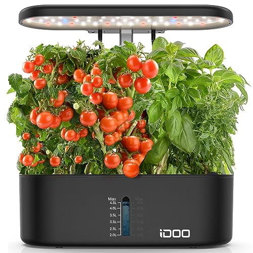 iDOO Hydroponische Anzuchtsysteme, Auto-Timer LED Pflanzenlampe, 10 Pods Smart Garden Indoor Kräutergarten Keimungsset, Höhenverstellbar, Wassermangelalarm von iDOO