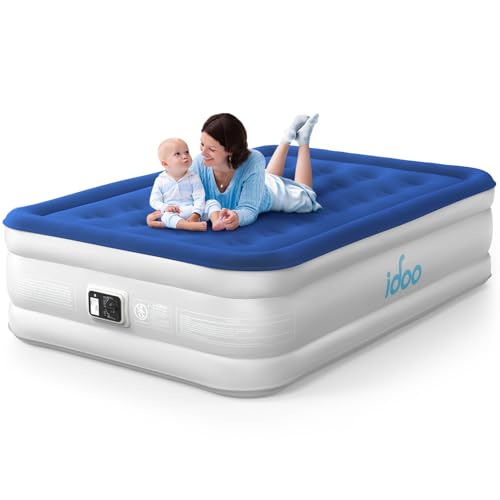 iDOO Doppel Luftmatratze, Luftbett Camping Selbstaufblasend mit Elektrischer Luftpumpe, Gästebett Aufblasbare Matratze Schnelles Aufblasen/Luftablassen in 3 Minuten, 137x190x38cm 295kg MAX von iDOO