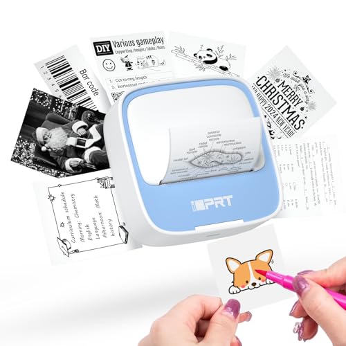 iDPRT Mini Tragbare Aufkleber Drucker，Bluetooth Thermodrucker für Studie Notizen Bilder DIY，Studiennotizen，Fotos (Blue) von iDPRT