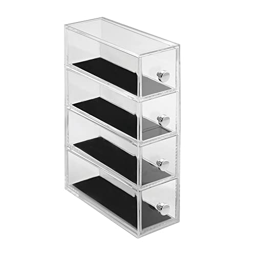 iDesign Clarity Jewelry Schmuckaufbewahrung | Schmuckkasten mit 4 Schubladen für Uhren, Ketten etc. | Umdrehbarer Schmuck Organizer mit Kratzschutz | Kunststoff durchsichtig von InterDesign