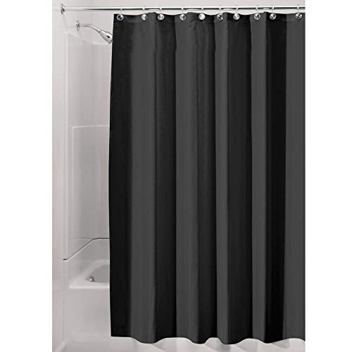 iDesign rideau de douche, rideau douche en polyester imperméable avec ourlet renforcé, rideau de bain lavable de taille 180,0 cm x 200,0 cm, noir von InterDesign