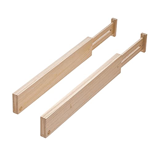 iDesign 2er Set Schubladen Trennsystem für die Küche, größenverstellbarer Schubladen Einsatz aus Paulownia-Holz, Schubladen Organizer für Besteck und Küchenutensilien, beige von InterDesign