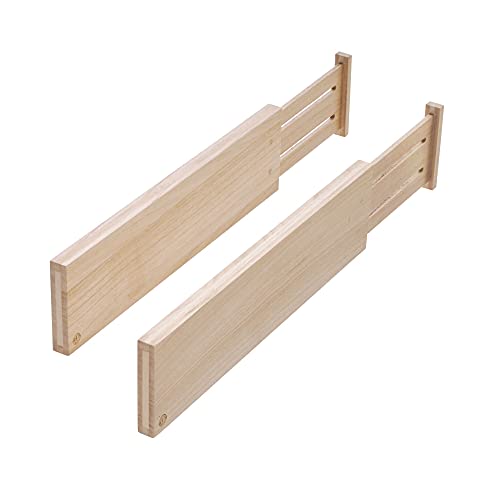 iDesign 2er Set Schubladen Trennsystem für die Küche, größenverstellbarer Schubladen Einsatz aus Paulownia-Holz, Schubladen Organizer für Besteck und Küchenutensilien, beige von InterDesign