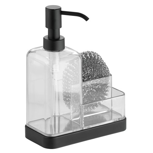 iDesign 67097EU Forma 2 Seifen- und Schwamm-Caddy, mattschwarz/durchsichtig von InterDesign
