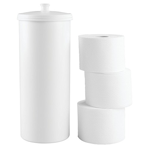 iDesign 93391EU Kent Freistehender WC-Rollenhalter für Bad, 16,002 x 16,002 x 39,37 cm, weiß, Plastik von iDesign