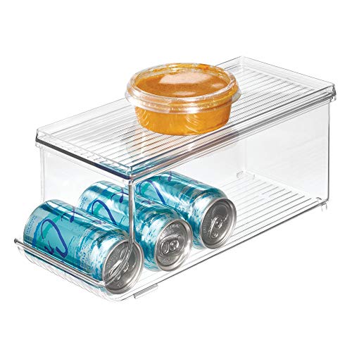 iDesign Aufbewahrungsbehälter mit Deckel, kleine Kühlschrankbox aus Kunststoff für neun Getränkedosen, Küchen Organizer für Konserven, durchsichtig von InterDesign