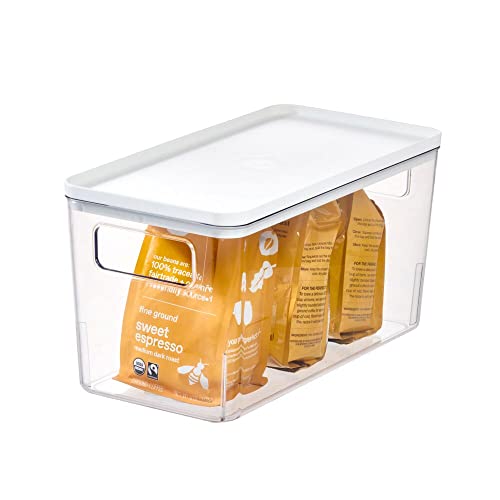 iDesign Aufbewahrungsbox, Vorratsbehälter by Rosanna Pansino, Plastikbox aus recyceltem Kunststoff mit Griffen und Deckel, durchsichtig und weiß von InterDesign