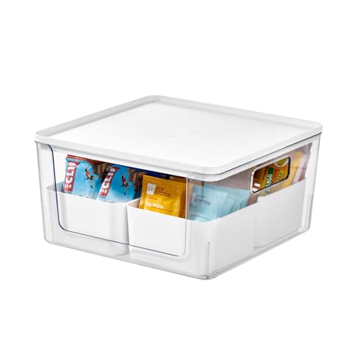 iDesign Aufbewahrungsbox mit 4 Trennboxen, Vorratsbehälter by Rosanna Pansino, Plastikbox aus recyceltem Kunststoff mit Frontöffnung und Deckel, weiß von InterDesign