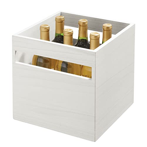 iDesign Aufbewahrungsbox mit Griffen, Küchenschrank Organizer aus Paulownia-Holz für Regal oder Vorratsschrank, quadratische Kiste zur Aufbewahrung, weiß von iDesign