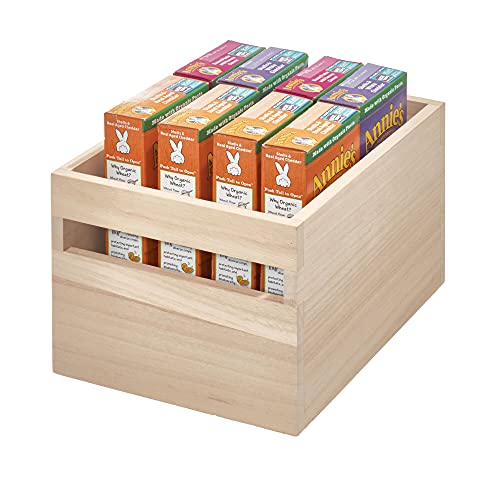 iDesign Aufbewahrungsbox mit Griffen, Küchenschrank Organizer aus Paulownia-Holz für Regal oder Vorratsschrank, vielseitige Kiste zur Aufbewahrung, beige, 25.4x19.1x15.7cm von InterDesign