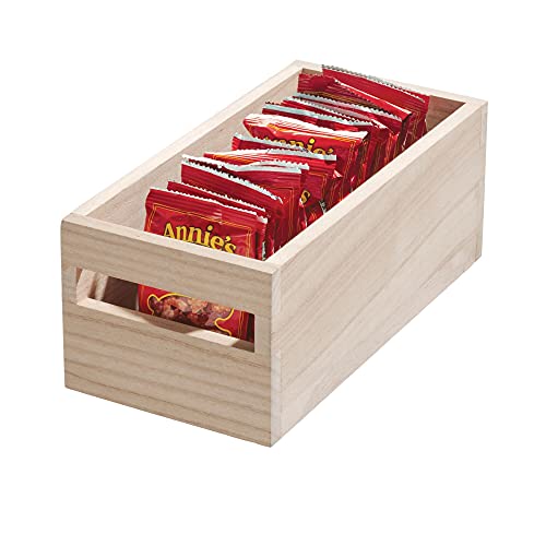iDesign Aufbewahrungsbox mit Griffen, Küchenschrank Organizer aus Paulownia-Holz für Regal oder Vorratsschrank, vielseitige Kiste zur Aufbewahrung, beige, 25.4x12.7x10.2cm von iDesign