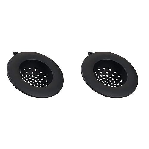 iDesign Austin Abflusssieb für die Küchenspüle, runder Schmutzfänger aus Silikon, schwarz (Packung mit 2) von InterDesign
