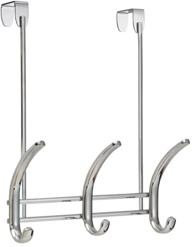iDesign Axis Hängeorganizer mit 4 Haken, kompakter Türhaken für Jacken, Hüte, Taschen oder Handtücher aus Metall, silberfarben von InterDesign