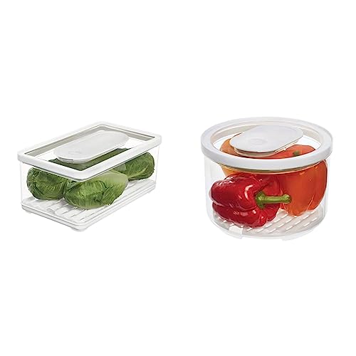 iDesign Bundle of Vorratsbehälter mit Deckel, großer Kühlschrankorganizer mit Luftregulierung + Vorratsbehälter mit Deckel, großer Kühlschrankorganizer für Obst & Gemüse von InterDesign